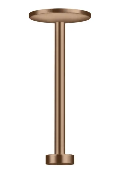 Deckenanschluss mit vertikalem, runden Design in gebürstetem Rotgold von AXOR, geeignet für Kopfbrausen. Funktional und schlichte Formgebung.
